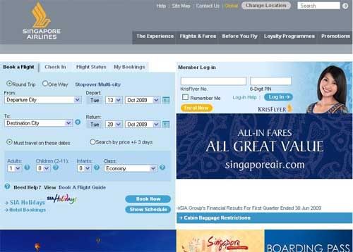 Singapore Airlines Flight Scheds Online Booking